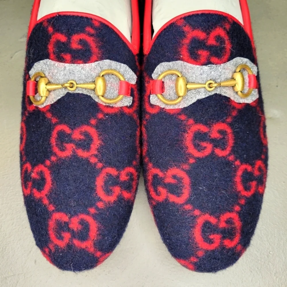 [BNIB] Gucci New Jordaan Wool GG Logo Horsebit Loafer Women 36